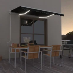 vidaXL Automatisk markis med vindsensor & LED 300x250 cm antracit