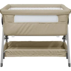 vidaXL Babysäng med madrass taupe linnetyg