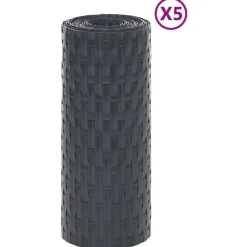 vidaXL Balkongskärmar 5 st antracit 255x19 cm konstrottning