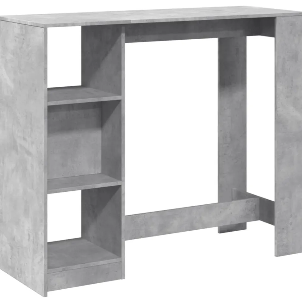 vidaXL Barbord med hylla betonggrå 124x46x103,5 cm konstruerat trä