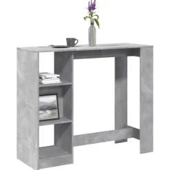 vidaXL Barbord med hylla betonggrå 124x46x103,5 cm konstruerat trä