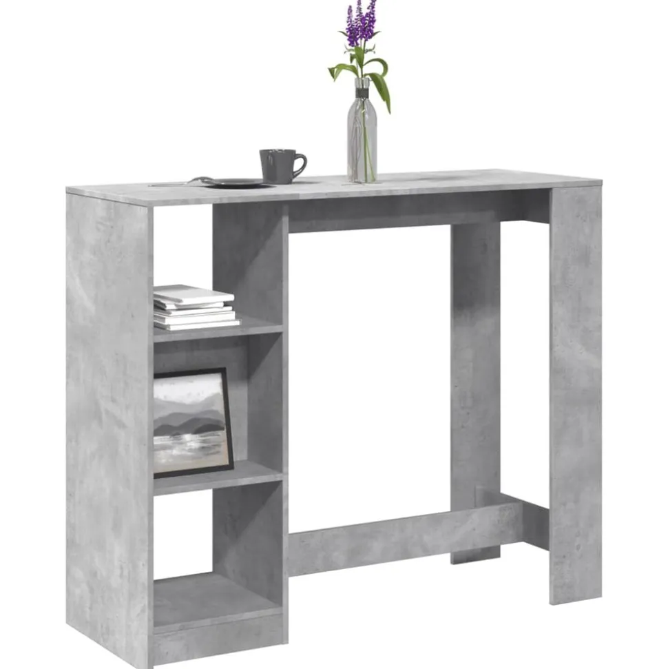 vidaXL Barbord med hylla betonggrå 124x46x103,5 cm konstruerat trä
