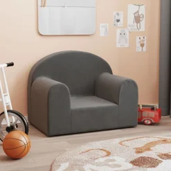 vidaXL Barnsoffa antracit mjuk plysch