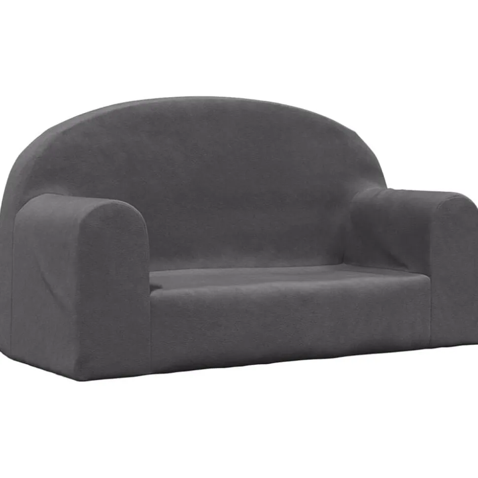 vidaXL Barnsoffa 2-sits antracit mjuk plysch