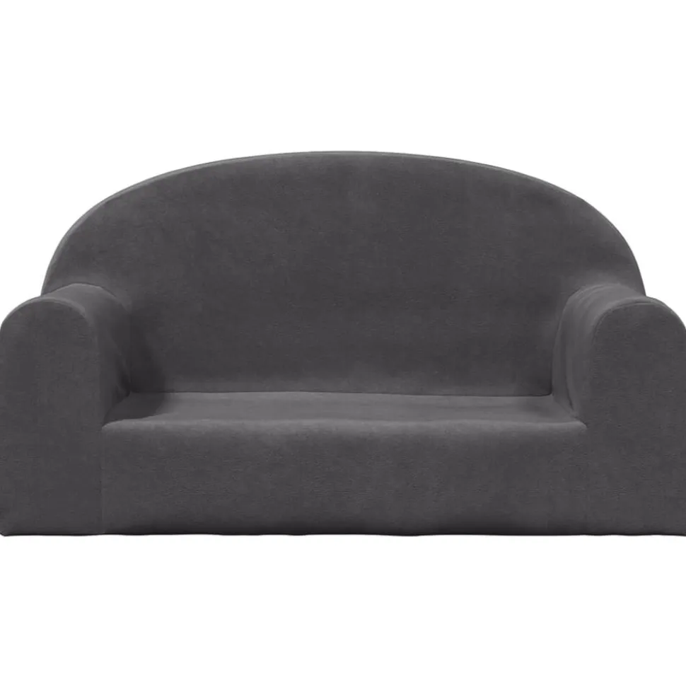 vidaXL Barnsoffa 2-sits antracit mjuk plysch