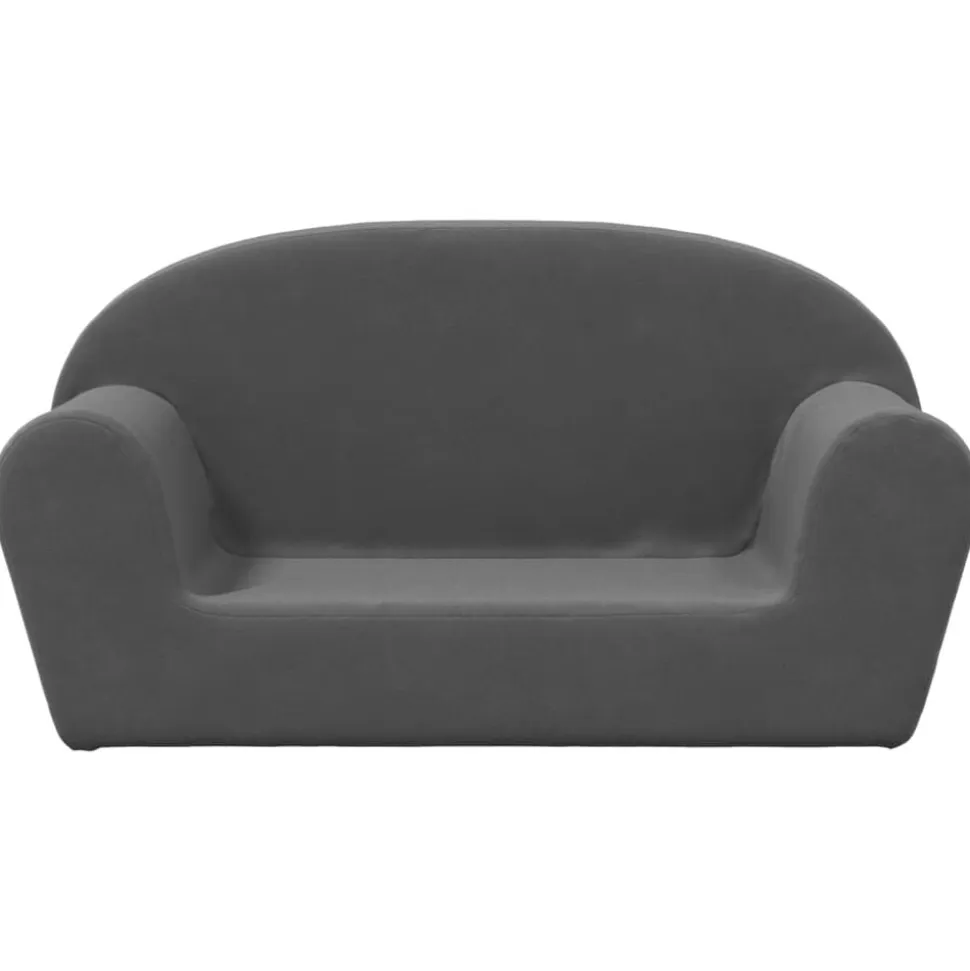 vidaXL Barnsoffa 2-sits antracit mjuk plysch
