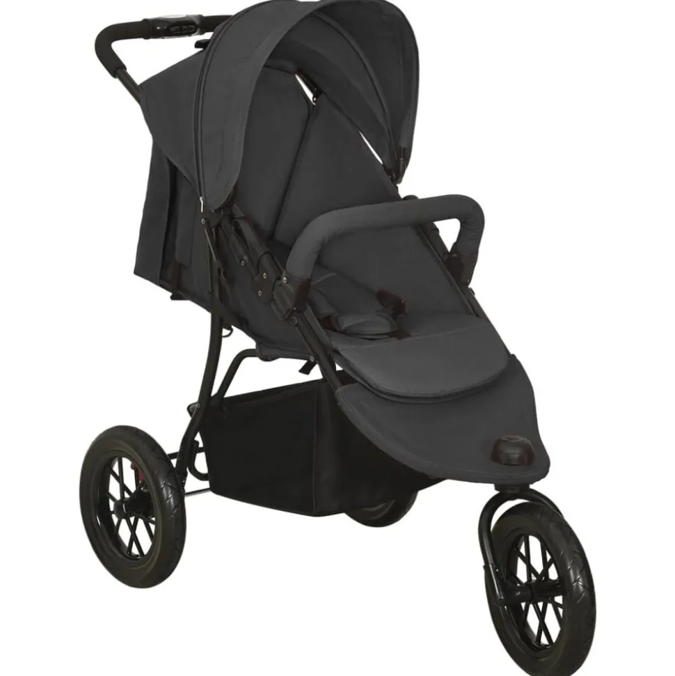 vidaXL Barnvagn antracit stål