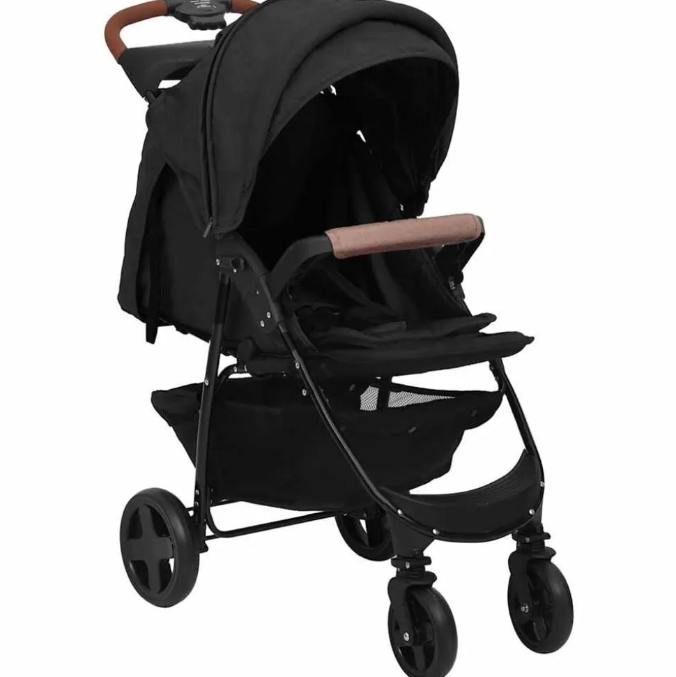 vidaXL Barnvagn 3-i-1 antracit stål