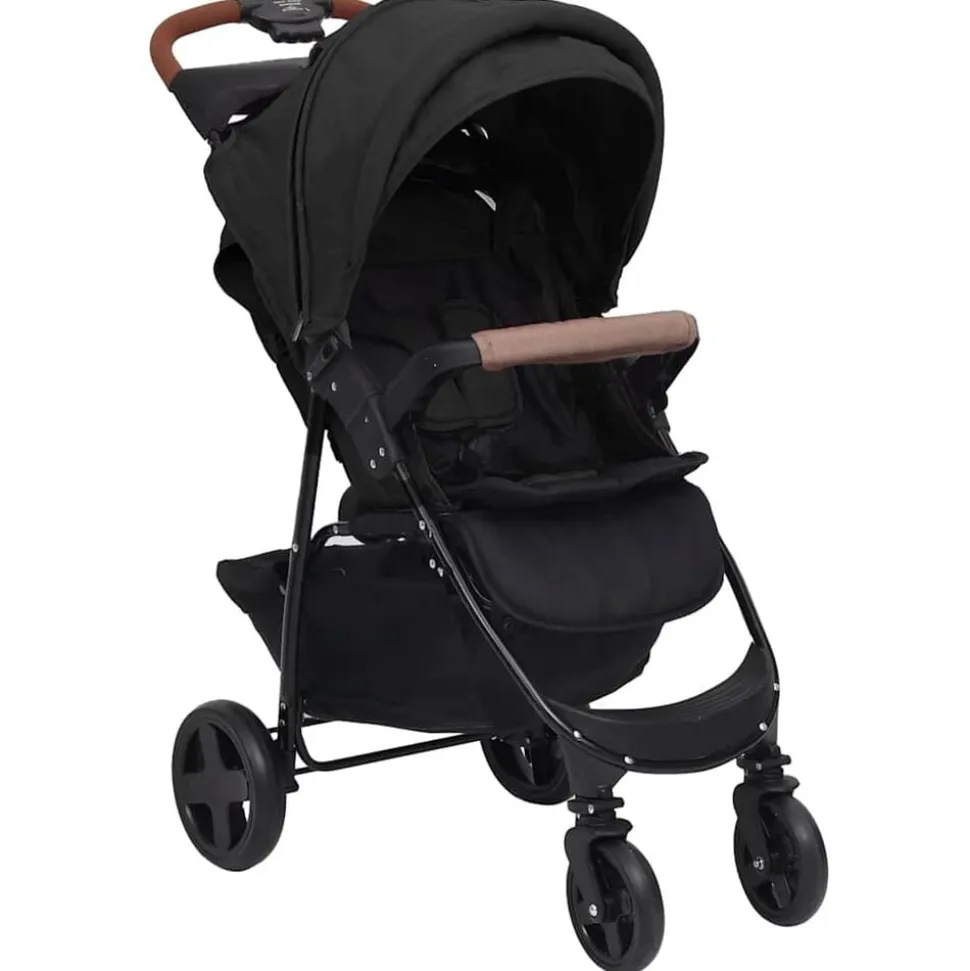 vidaXL Barnvagn 3-i-1 antracit stål
