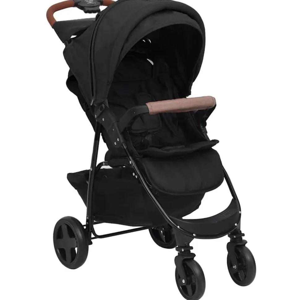 vidaXL Barnvagn 2-i-1 antracit stål