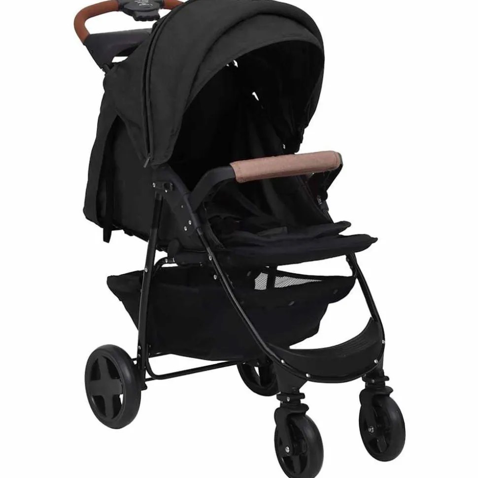 vidaXL Barnvagn 2-i-1 antracit stål