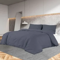 vidaXL Bäddset antracit 140x200 cm bomull