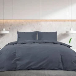 vidaXL Bäddset antracit 140x200 cm bomull