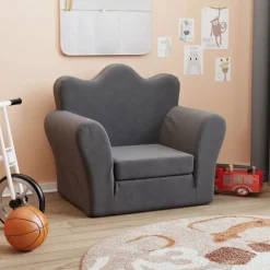 vidaXL Bäddsoffa för barn antracit mjuk plysch