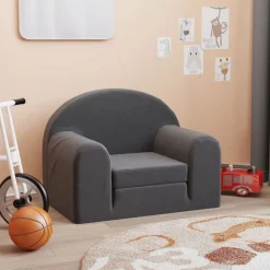 vidaXL Bäddsoffa för barn antracit mjuk plysch