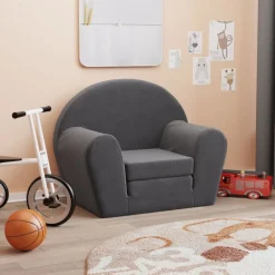 vidaXL Bäddsoffa för barn antracit mjuk plysch