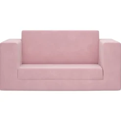 vidaXL Bäddsoffa för barn 2-sits rosa mjuk plysch
