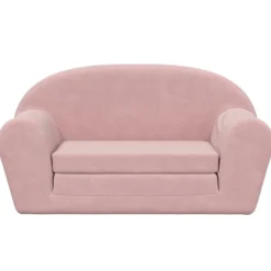 vidaXL Bäddsoffa för barn 2-sits rosa mjuk plysch