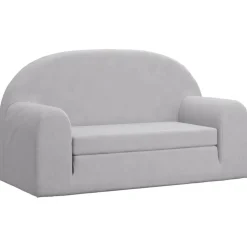 vidaXL Bäddsoffa för barn 2-sits ljusgrå mjuk plysch