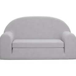 vidaXL Bäddsoffa för barn 2-sits ljusgrå mjuk plysch