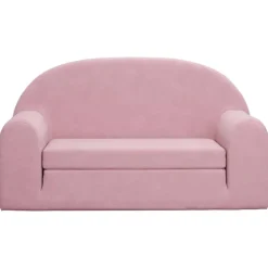 vidaXL Bäddsoffa för barn 2-sits rosa mjuk plysch