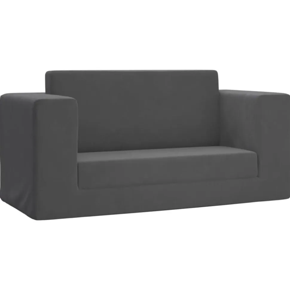 vidaXL Bäddsoffa för barn 2-sits antracit mjuk plysch