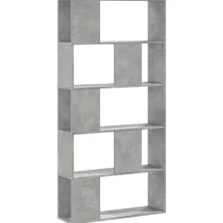 vidaXL Bokhylla 5 hyllplan betonggrå 80,5x23,5x162,5cm konstruerat trä