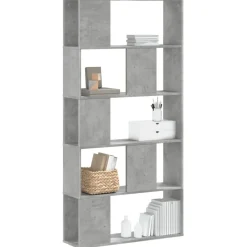 vidaXL Bokhylla 5 hyllplan betonggrå 80,5x23,5x162,5cm konstruerat trä