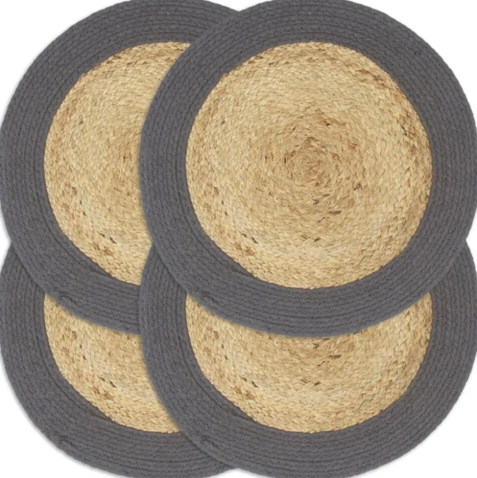 vidaXL Bordstabletter 4 st naturlig och antracit 38 cm jute och bomull