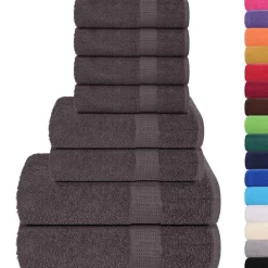 vidaXL 8-delat handduksset FROGN antracit 360 gsm