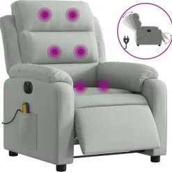 vidaXL Elektrisk massagefåtölj ljusgrå sammet