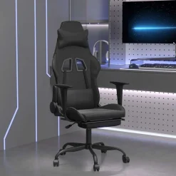 vidaXL Gamingstol med massage och fotstöd svart konstläder