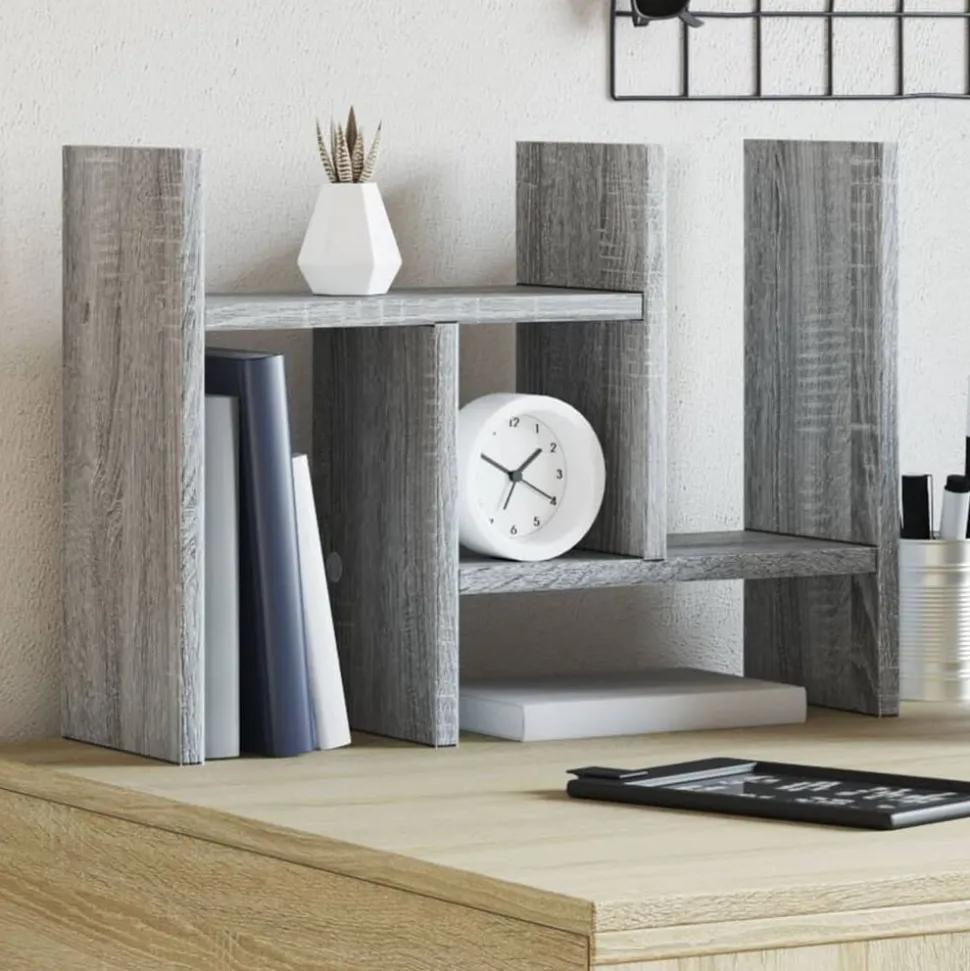 vidaXL Skrivbordshylla grå sonoma 34,5x15,5x35,5 cm konstruerat trä