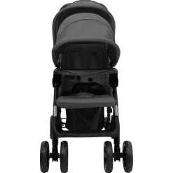 vidaXL Tandem tvillingvagn mörkgrå stål